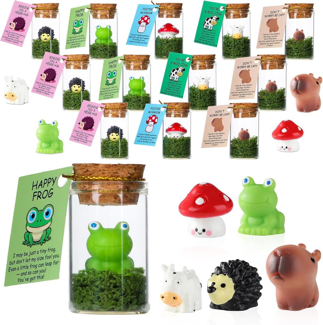 gisgfim 40 Sets Christmas Employee Appreciation Gifts Bulk for Coworkers Teacher Staff Emotional Positive Resin Animals Desk Pets Support Gift Bulk with Card Thank You Gifts for Office Team Volunteer