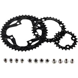 BUCKLOS 64/104 BCD Bike Chainring Set with Pin, Steel CNC Alloy Double/Triple MTB Chainring 22T 24T 26T 32T 38T 42T 44T 4 Bolts Mountain Bicycle Chainrings 8 9 10 Speed Compatible