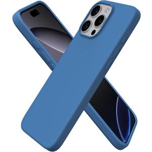 ORNARTO Compatible with iPhone 16 Pro Max Case 6.9", Slim Liquid Silicone 3 Layers Soft Gel Rubber Shockproof Protective Cover with Anti-Scratch Microfiber Lining-Blue