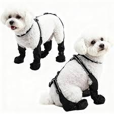 BECROWM Waterproof Dog Boots for Small/Medium Dogs Dog Paw Protectors Dog Suspender Boots AntiSlip Pet Shoes for Outdoor Walking, Reflective StayOn,DirtProof Comfortable Booties (Black, Medium)