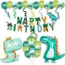 LilyZheng Dinosaur Birthday Decorations Cute Dinosaur Balloon Dino Party Supplies Happy Birthday Banner Confetti Green Latex Balloon Baby Shower Decos Boys and Girls