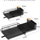 Kitsure Large Dish Drying Rack - Extendable Dish Rack, Multifunctional Dish Rack for Kitchen Counter, Anti-Rust Dish Drainers with Cutlery & Cup Holders 19.2"-26.7" L x 12.9" W, Black