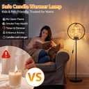 Candle Warmer Lamp with Timer & Dimmer, Black Candle Warmer Light for Jar Candles, Birthday Gifts for Women Mom Her, 50W Candle Floor Lamp for Wax Melt Warmer Modern Room Decor Light for Home(2 Bulbs)