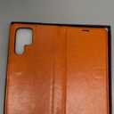 MONASAY Wallet Case Compatible for Galaxy S22 Ultra 5G, 6.8 inch [Included Screen Protector][RFID Blocking] Flip Folio Leather Cell Phone Cover with Credit Card Holder, Kumquat