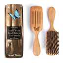 100% Pure Wild Boar Bristle, Vented Hair Brush, for Blow Drying and Natural Shine, Black Walnut Handle, Made in Germany (Light Brown)