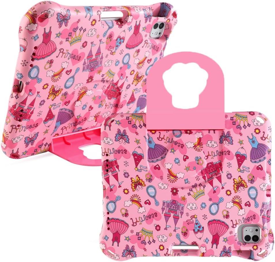 Princess iPad Air 4 5 6 11 inch 2025 Case for Kid Boy Light EVA Kids Friendly iPad Air 4th 5th 6th Gen Case with Handle Kickstand Kids Pro Shockproof Full Cover Boy's Gift (GZ) (Pink)