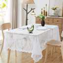 60 x 84 Inch White Rectangle Lace Tablecloth. Classic Elegant Floral Pattern is Ideal Choice for Any Luxury Dining Room, Birthday, Wedding or Holiday Celebration. LUT White 84"