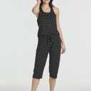 Real Essentials 2 Pack: Womens Tank Top & Capri Pajama Set - Super-Soft Sleeveless Summer Loungewear (Plus (XXXL)