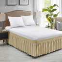 FreshCulture Queen Bed Skirt, Elastic Wrap Around Bed Skirt Queen Size, Bed Skirts for Adjustable Bed, Easy Fit with 18 Inch Drop Length, Hotel Quality Dust Ruffle for Queen Bed (Beige)