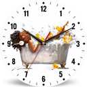 SPUNKER Wall Clocks,African Woman Bath Wall Clocks,Yellow Duck Battery Operated Wall Clock Silent NonTicking Decorative for Home Kitchen Bathroom Living Room Bedroom Office 10 Inch