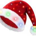 Santa Hat Plush Light Up Funny Christmas Hat 2025 years old For Adult or Kids (One Pieces-Adult, Red Hats-adultdiy+gift Box)