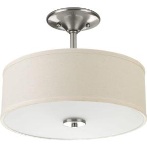 Progress Lighting P3712-09 Inspire Two-Light Semi-Flush, Brushed Nickel (Semi-Flush Mount - 13x13x 10.125 in)