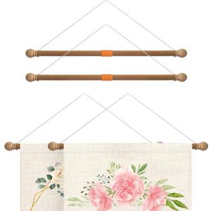 35" Wooden Banner Pole - Wall Flag Hanger with 2-Piece Construction - Suitable for House Sports Dynasty Company Flags up to 30" width and sleeve over 1" (Pack of 2)