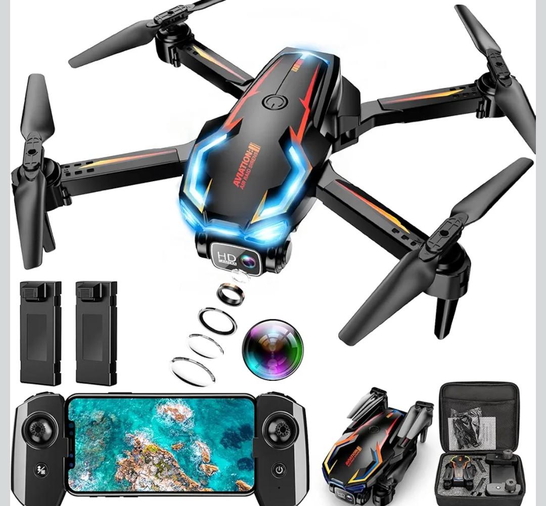 Drone with Camera for Adults, 2K HD FPV Drones with Upgrade Altitude Hold, One-Key Take Off/Landing, Speed Adjustment, Headless Mode, 2 Batteries, Toys Gifts for Teen Boys Girls, Beginner