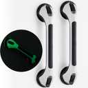 TAILI Shower Grab Bar Glow in The Dark, 2 Pack 16.8 in Grab Bars for Bathtubs and Showers, Shower Handle Shower Rail for Seniors and Elderly, Bathroom Safety Grip Removable No Drilling Waterproof Black