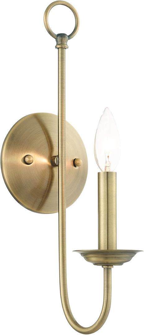 Livex Lighting 42681-01 1-Light Wall Sconce, Antique Brass, 5"W x 16"H