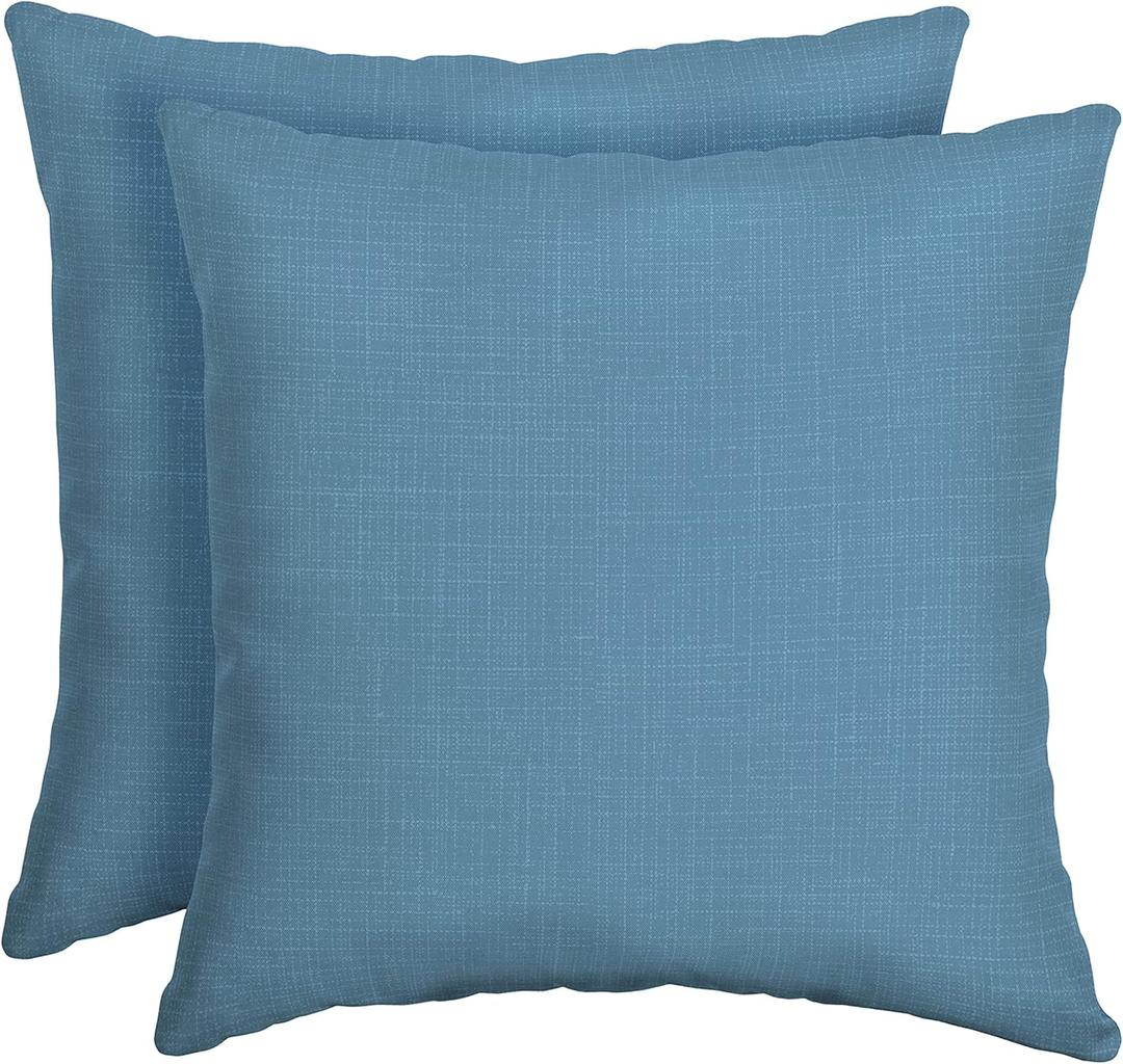 Arden Outdoor Toss Pillow, 2 Pack, 16 x 16, Rain-Proof, Fade Resistant French Blue Texture