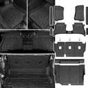 Floor Mats Set for Jeep Wrangler JL 4XE 2021-2026 4-Door (Not fit JK/GAS/2-Door), All Weather TPE Backrest Mat Trunk Mat Cargo Liner Door Sill Guards Accessories (21-26 | JL 4XE | Floor Mats Set)