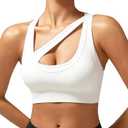 RUNNING GIRL Sports Bras for Women High Support,Seamless Ribbed Longline High Neck Sports Bra Racerback Padded Crop Top Yoga L