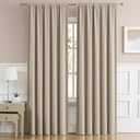 DUALIFE Taupe Room Darkening Curtains Short 2 Panels Set 45 Inch Length Light Coffee Cafe Curtains & Drapes for Bedroom 52 by 45 Inch Back Tab Loop Pocket