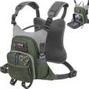 QulayQualy Fly Fishing Pack - Chest Pack with Work Station Lightweight Tackle Fishing Bag with Quick-Release (M-11'', Green)