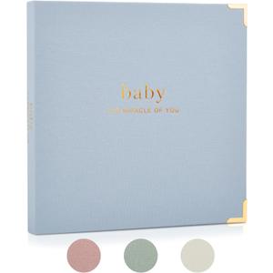 Keepsake Baby Memory Book for Boys and Girls  Timeless First 5 Year Baby Book  Neutral Journal Scrapbook or Photo Album - Record a Milestone for Every Event from Birth to Age 5 (Light Blue)