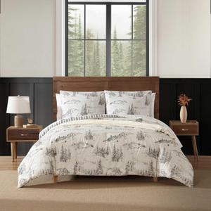 Eddie Bauer - Twin Duvet Cover Set, Super Soft Bedding with Matching Sham(s), Bedding Set, Oeko-Tex Certified (Rocky Mountain Cabin Grey, Twin)