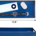 MAONAME Blue Bathroom Tray, Plastic Vanity Trays with Handles, Small Long Narrow Trays, Perfume Organizer Tray for Dresser, Bathroom Accessories, 13.8" x 6" x 1.58"