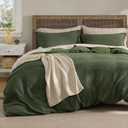 Bedsure Luxury Waffle Duvet Cover Queen Size - Textured Duvet Cover Set, Soft, Breathable Bedding Set (90"x90") with 2 Pillow Shams for All Season, Olive Green, Comforter Not Included