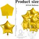Star Balloons, 18 Inch Foil Balloons, 10 PCS Star Balloons Foil, Gold Star Foil Balloons Set Mylar Balloons Gold Balloons Star for Graduation Birthday Party Wedding Baby Shower New Year Decorations