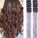 Hair Tinsel Pack of 12 Pcs Colorful Glitter Hair Accessories 20 Inch Clip in Hair Tinsel Extensions Fairy Hair Accessories Party Kit for Women Girls Kids (12Pcs,Colorful#)