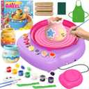 Pottery Wheel for Kids Complete DIY Pottery Painting Kit, Arts and Crafts for Kids Ages 8-12 with 3 Air-Dry Clay Packs and Tools, Art Supplies Toys Birthday Easter Gift for Boys Girls 6+ Years Old