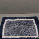 CozeCube Bath mats for Bathroom Non Slip, Fluffy Shaggy Bath Rugs for Bathroom Washable, Extra Soft and Absorbent Microfiber Bath Rugs for Shower Sink, Kitchen Sink, Navy Blue, 16" x 24"