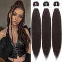Braiding Hair Pre Stretched for Women Hair Extensions Box Braids Soft Synthetic Knotless Yaki Texture Hot Water Setting Braid Chocolate (24inch 3Packs)