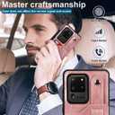 Design for Samsung Galaxy S20 Ultra 5G Phone Case with Screen Protector Adjustable Wrist Strap Kickstand Credit Card Slot Slim Shockproof Hybrid Rugged Protective Cover for Women 6.9" Rose gold