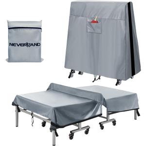 NEVERLAND Ping Pong Table Cover Outdoor Waterproof, Table Tennis Cover Indoor & Outdoor Fits Universal 9x5 FT Tables Folding & Flat Tables with Paddles Organize Bag, 600D Oxford Fabric, Gray