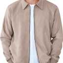 COOFANDY Mens Suede Jacket Casual Stylish Leather Bomber Jacket Lightweight (Brown, XXL)