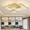 Modern Gold Led Ceiling Light 3-Square Design 3000K-6500K Dimmable LED Ceiling Light with Remote 33W Acrylic Ceiling Lighting Fixture for Bedroom Kitchen Dining Room Office Lamps