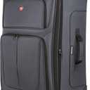 SWISSGEAR Sion Softside Expandable Spinner Luggage Durable Lightweight Travel Suitcase, Dark Grey, Checked-Large 29-Inch