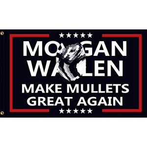 Make Mullets Great Again 2024 Flag-Mor-gan W allen Flag-3x5ft Cool Banner Funny Tapestry Parade Banner Indoor and Outdoor Decorations, Pack of 2