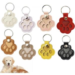 8PCS Dog Hair Keychain, Pet Fur Keepsake, Cat Paw Print Shaped Leather Keys Holder Memorial Charm Gifts, Animal Lover Storage Chain Purse, Refillable Collection Ornament Remembrance Bag