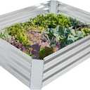 Sunnydaze Galvanized Raised Garden Bed - Metal Raised Bed for Gardening - Outdoor Planter Box for Flowers, Plants, and Vegetables - Silver - 48" W x 36" D x 12" H Rectangle