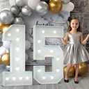 Marquee Numbers 4 Feet Tall: Large 15th Birthday Decorations Sign for Her Him 4FT Light Up Numbers White Anniversary Party Decor Big Backdrop Foam Cardboard Balloon Number 15