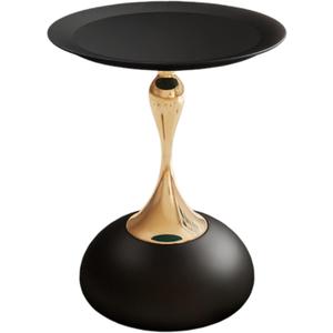 Metal Round End Table,Modern Pedestal Table,Corner Drink Tables,Accent Side Table Nightstand for Living Room,Patio and bar (Black-Gold)