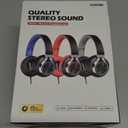 COOSII AC01 Over Ear Wired Headphones with Microphone, Corded Noise Isolating Stereo Headsets for Adults Teens with Long Cord Wire 3.5mm Plug for Cellphones, Tablets, Laptop, Chromebook (Black Blue)