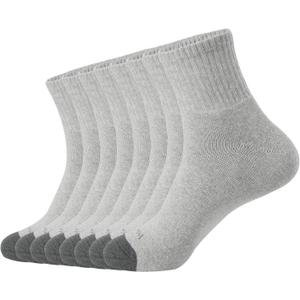 WANDER Men's Athletic Ankle Socks 8 Pairs Thick Cushion Running Socks for Men & Women Cotton Socks 7-9/ 9-12/ 12-15 (8 Pair Grey, Shoe Size: 9-12)