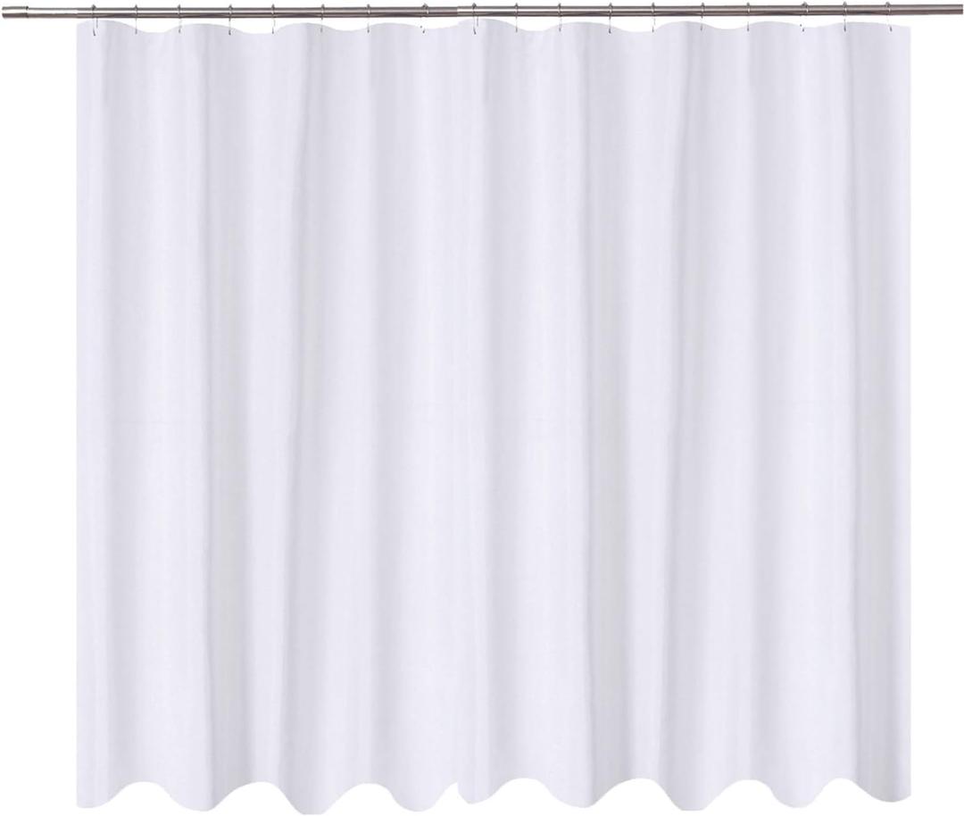 N&Y HOME Extra Wide Shower Curtain Liner Fabric 108 x 72 inches, Hotel Quality, Machine Washable, Water Repellent, White Spa Bathroom Curtains with Grommets, 108x72 (108"W x 72"L (Pack of 1), White)