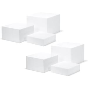 Red Co. Set of 3 Glossy White Acrylic Cube Display Nesting Risers with Hollow Bottoms - 2 Pack