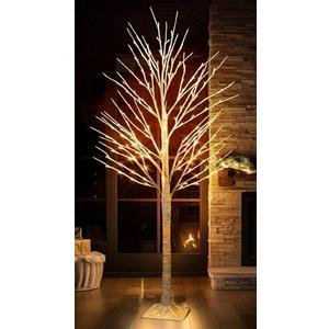 TW SHINE 144 LED Lighted Birch Tree, 6 FT Pre-lit Artificial Christmas Trees for Thanksgiving Christmas Decorations Indoor Home Bedroom Outdoor Festival Wedding Party, Warm White