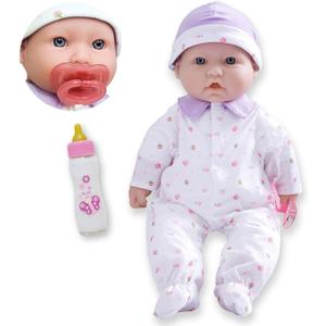 JC Toys - La Baby | Caucasian 16-inch Medium Soft Body Baby Doll | Washable | Removable Purple Outfit w/Hat and Pacifier | for Children 12 Months +